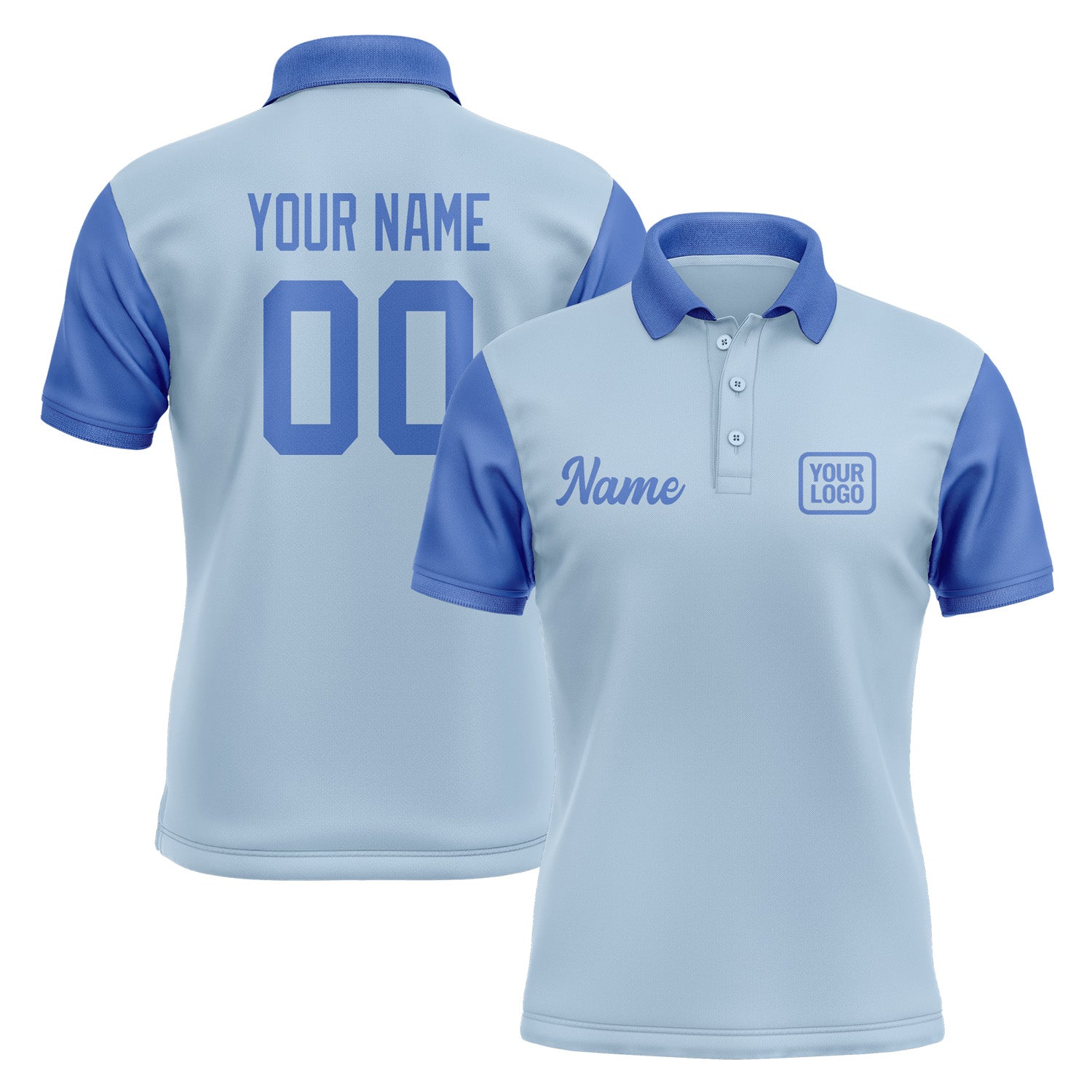 Custom Light Blue Sky Blue Short-Sleeve Polo Shirt PO080909B109