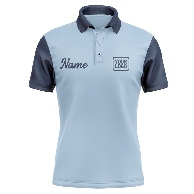Custom Light Blue Blue Short-Sleeve Polo Shirt PO081010B110