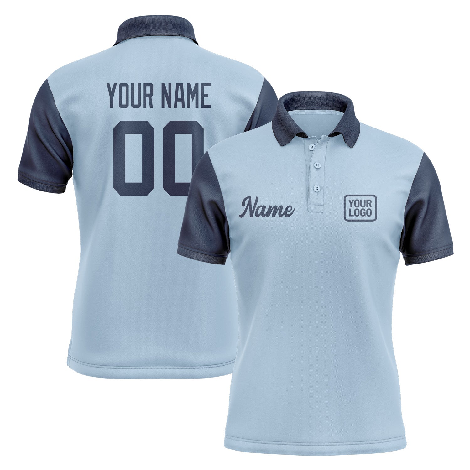 Custom Light Blue Blue Short-Sleeve Polo Shirt PO081010B110