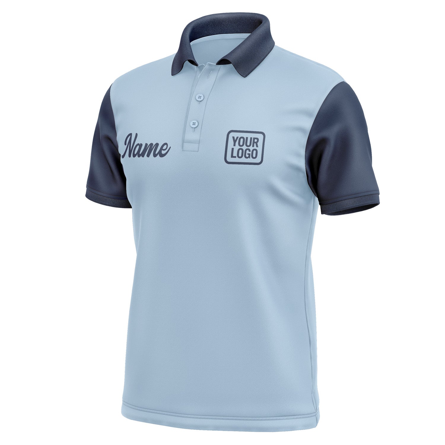 Custom Light Blue Blue Short-Sleeve Polo Shirt PO081010B110