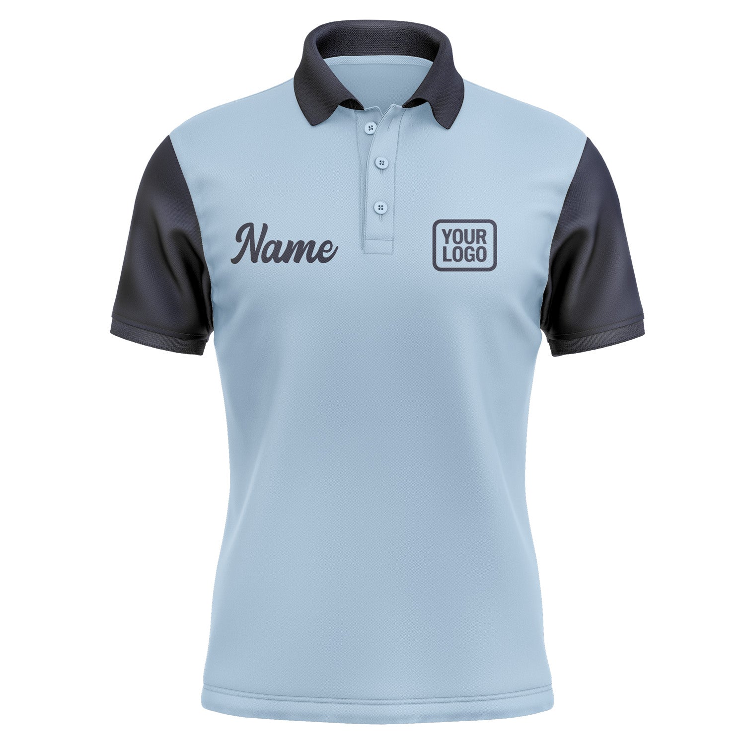 Custom Light Blue Navy Short-Sleeve Polo Shirt PO081111B111