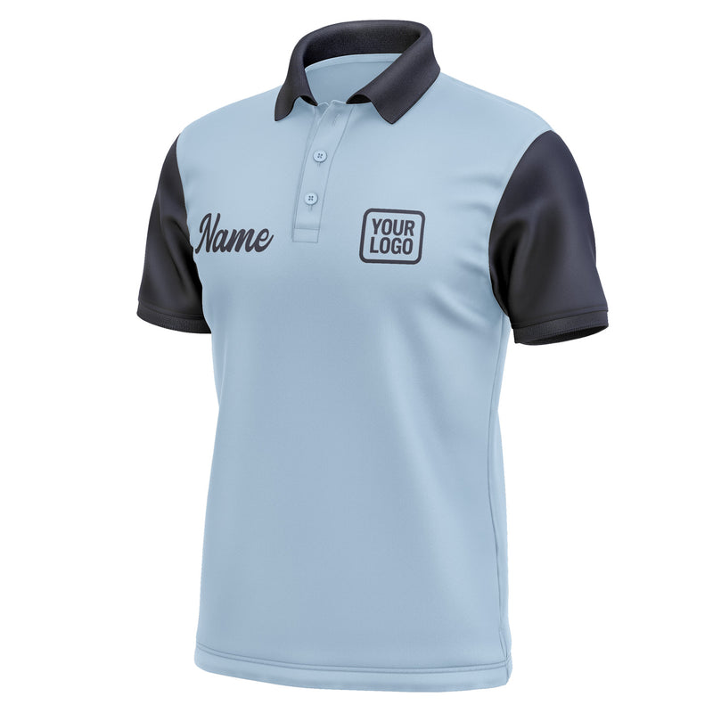 Custom Light Blue Navy Short-Sleeve Polo Shirt PO081111B111
