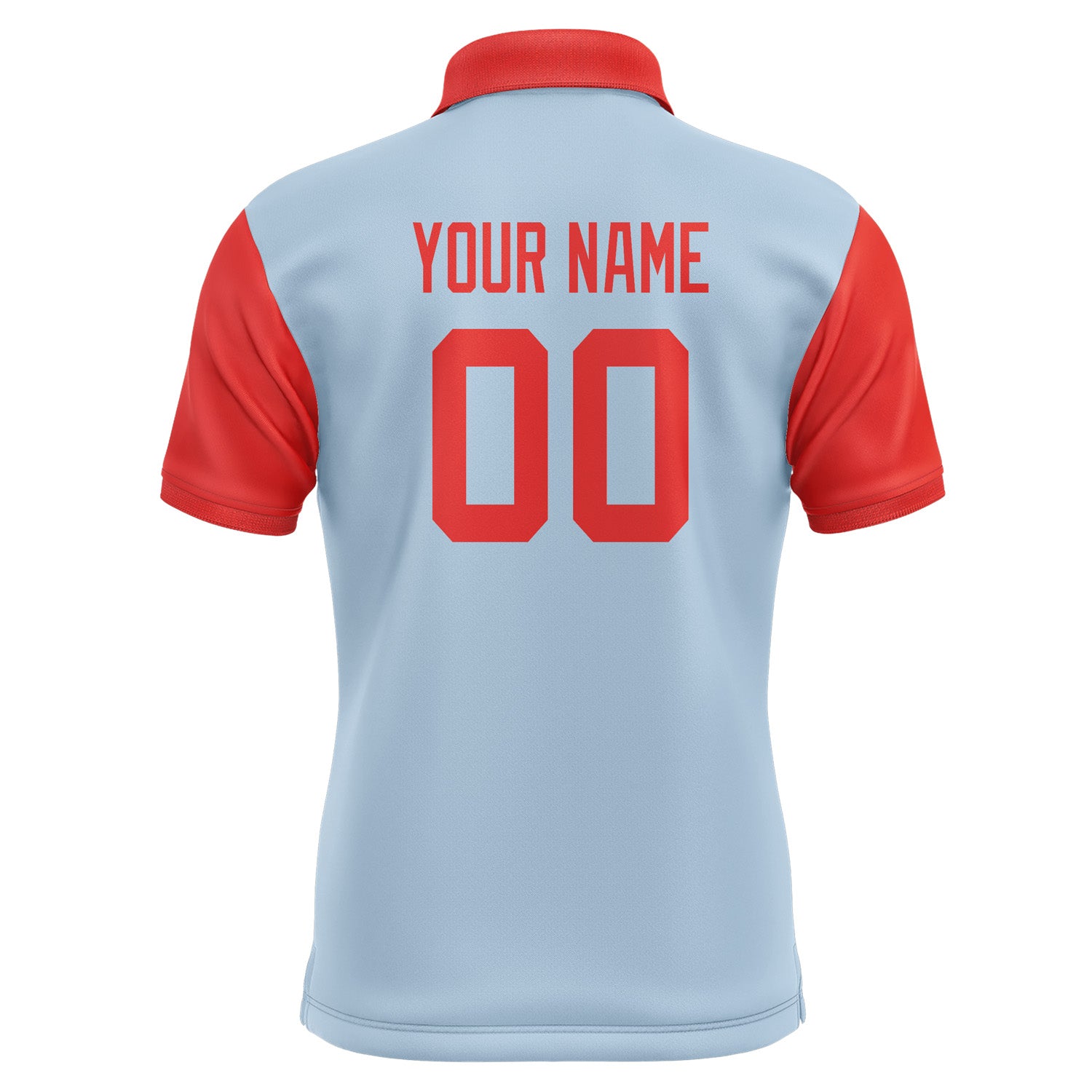 Custom Light Blue Orange Red Short-Sleeve Polo Shirt PO081212B112
