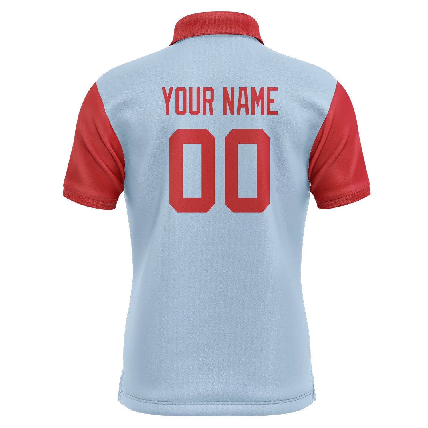 Custom Light Blue Red Short-Sleeve Polo Shirt PO081414B114