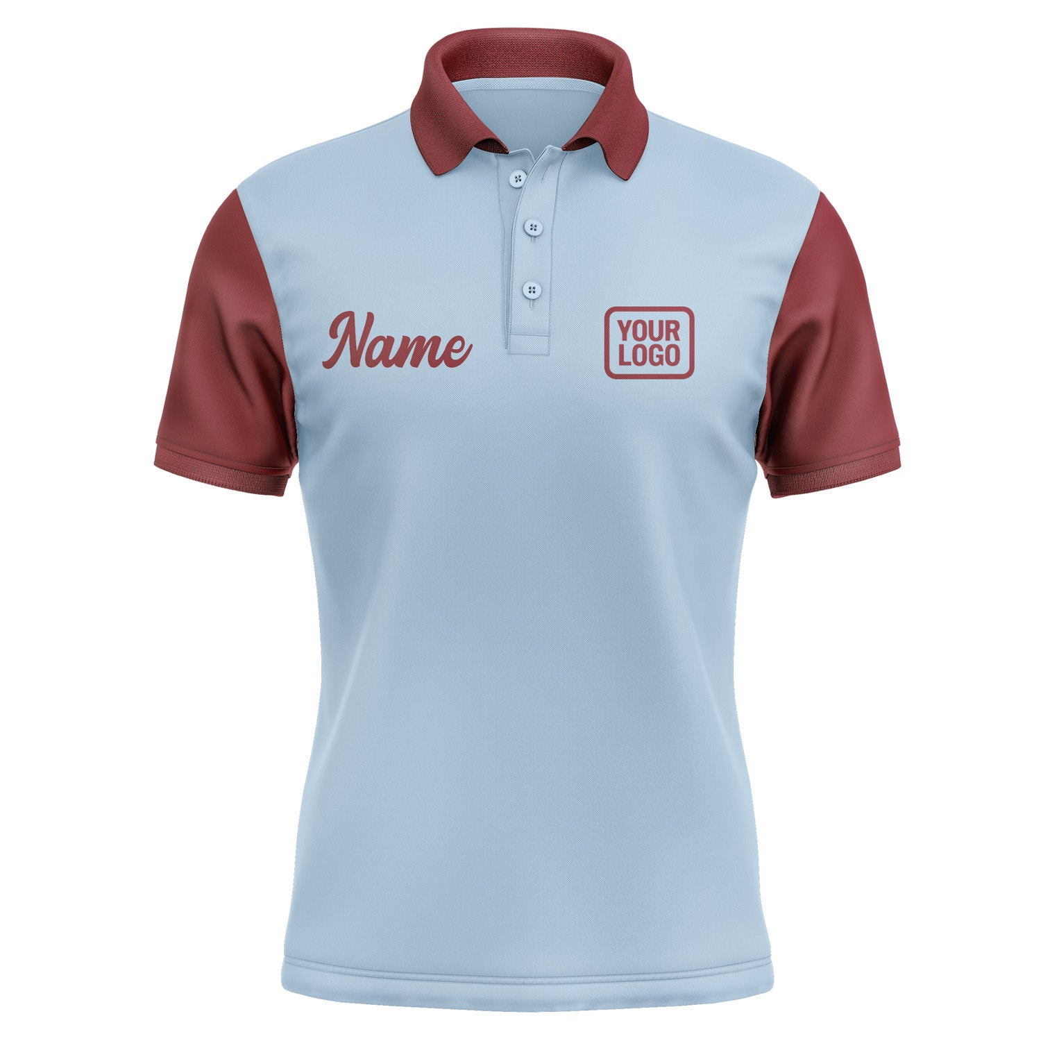 Custom Light Blue Crimson Red Short-Sleeve Polo Shirt PO081515B115