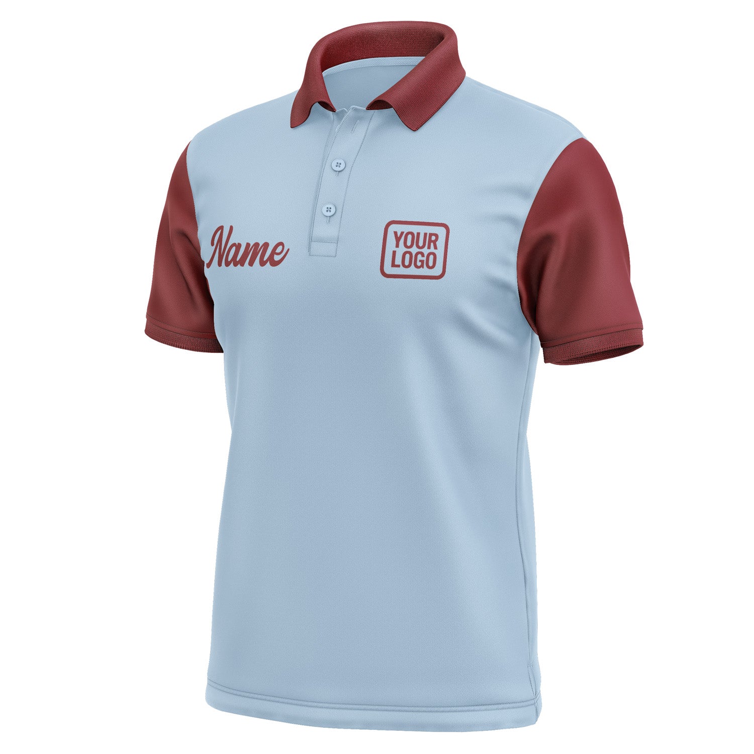 Custom Light Blue Crimson Red Short-Sleeve Polo Shirt PO081515B115