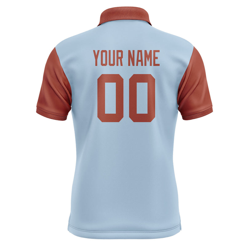Custom Light Blue Coral Red Short-Sleeve Polo Shirt PO081616B116