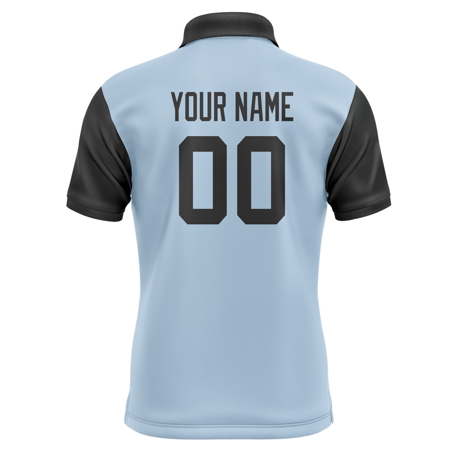 Custom Light Blue Black Short-Sleeve Polo Shirt PO081717B117