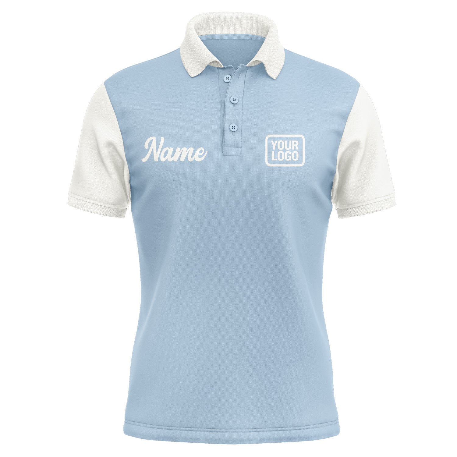 Custom Light Blue White Short-Sleeve Polo Shirt PO081818B118