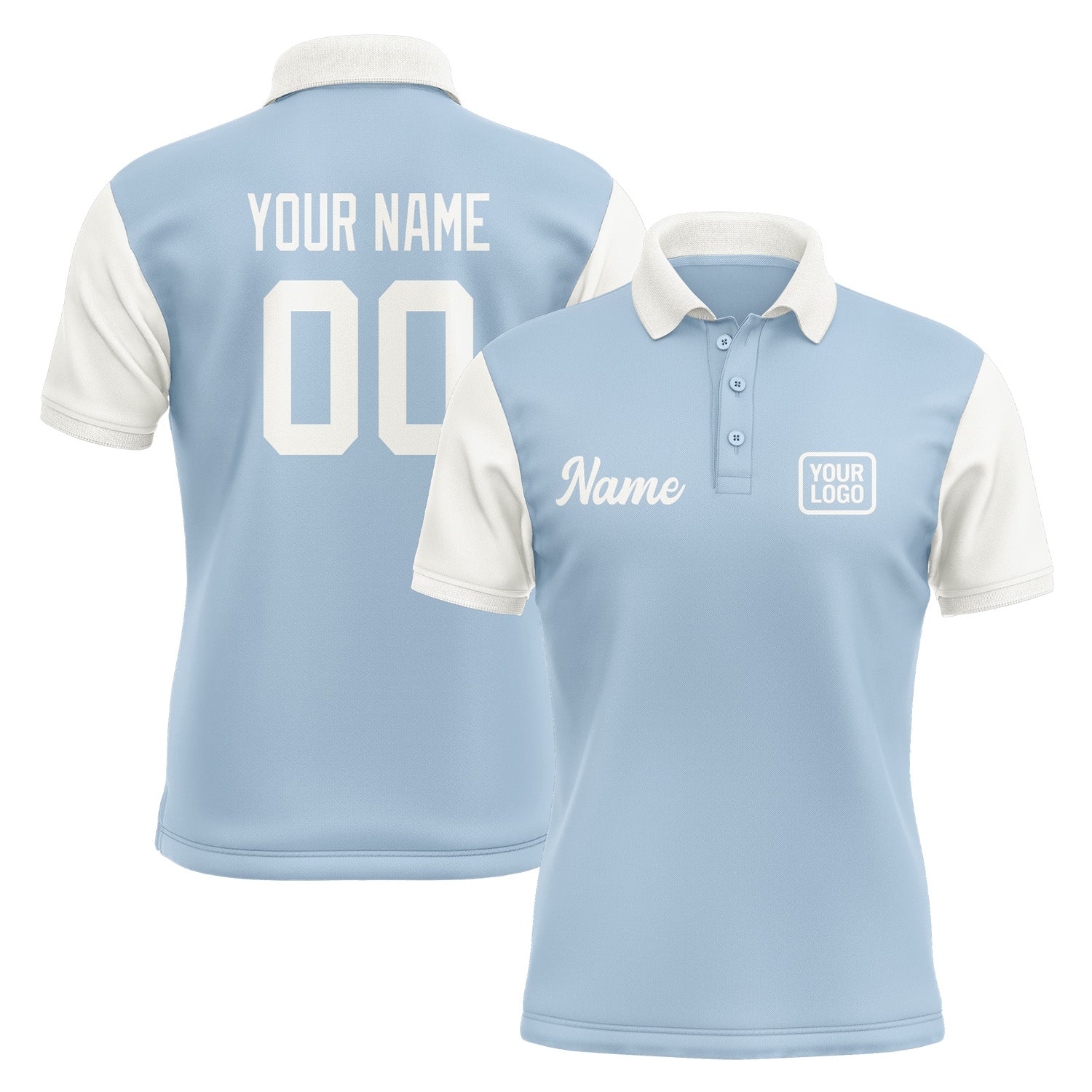 Custom Light Blue White Short-Sleeve Polo Shirt PO081818B118