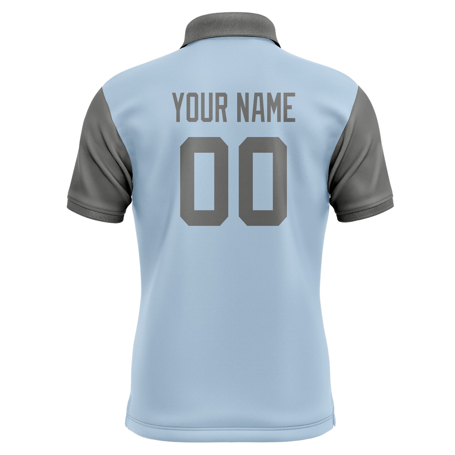 Custom Light Blue Dark Grey Short-Sleeve Polo Shirt PO082020B120
