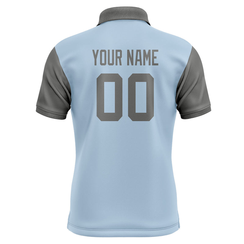 Custom Light Blue Dark Grey Short-Sleeve Polo Shirt PO082020B120