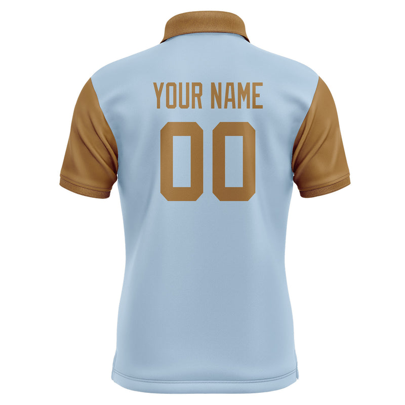 Custom Light Blue Khaki Short-Sleeve Polo Shirt PO082222B122