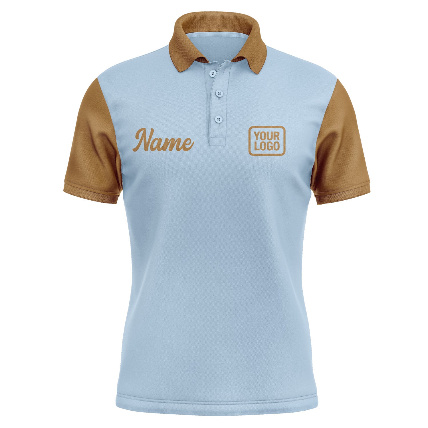 Custom Light Blue Khaki Short-Sleeve Polo Shirt PO082222B122