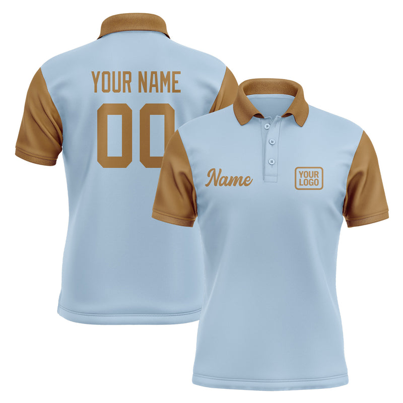 Custom Light Blue Khaki Short-Sleeve Polo Shirt PO082222B122
