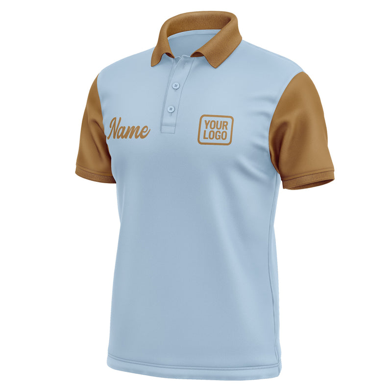Custom Light Blue Khaki Short-Sleeve Polo Shirt PO082222B122