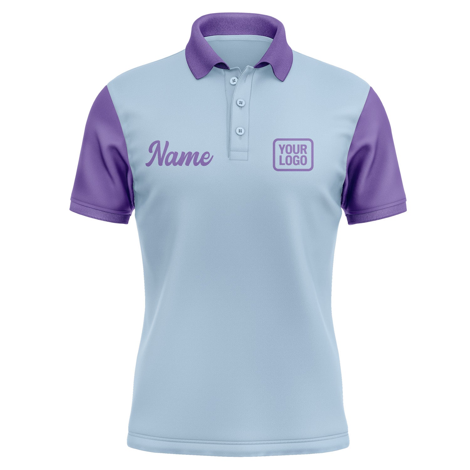 Custom Light Blue Light Purple Short-Sleeve Polo Shirt PO082323B123