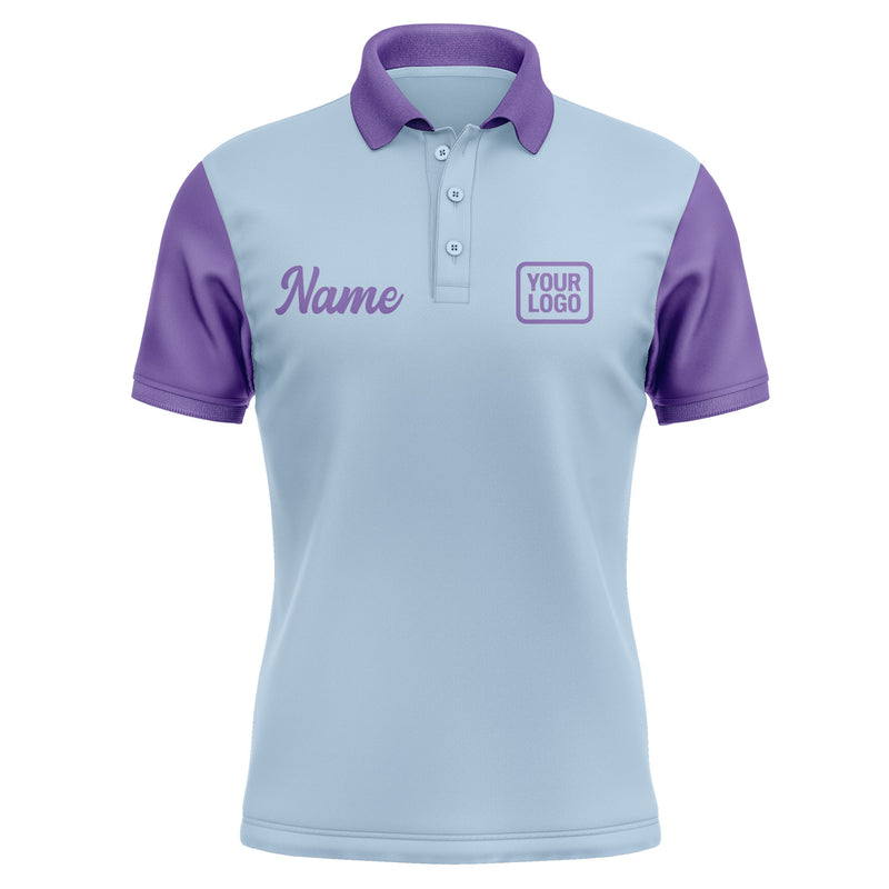 Custom Light Blue Light Purple Short-Sleeve Polo Shirt PO082323B123