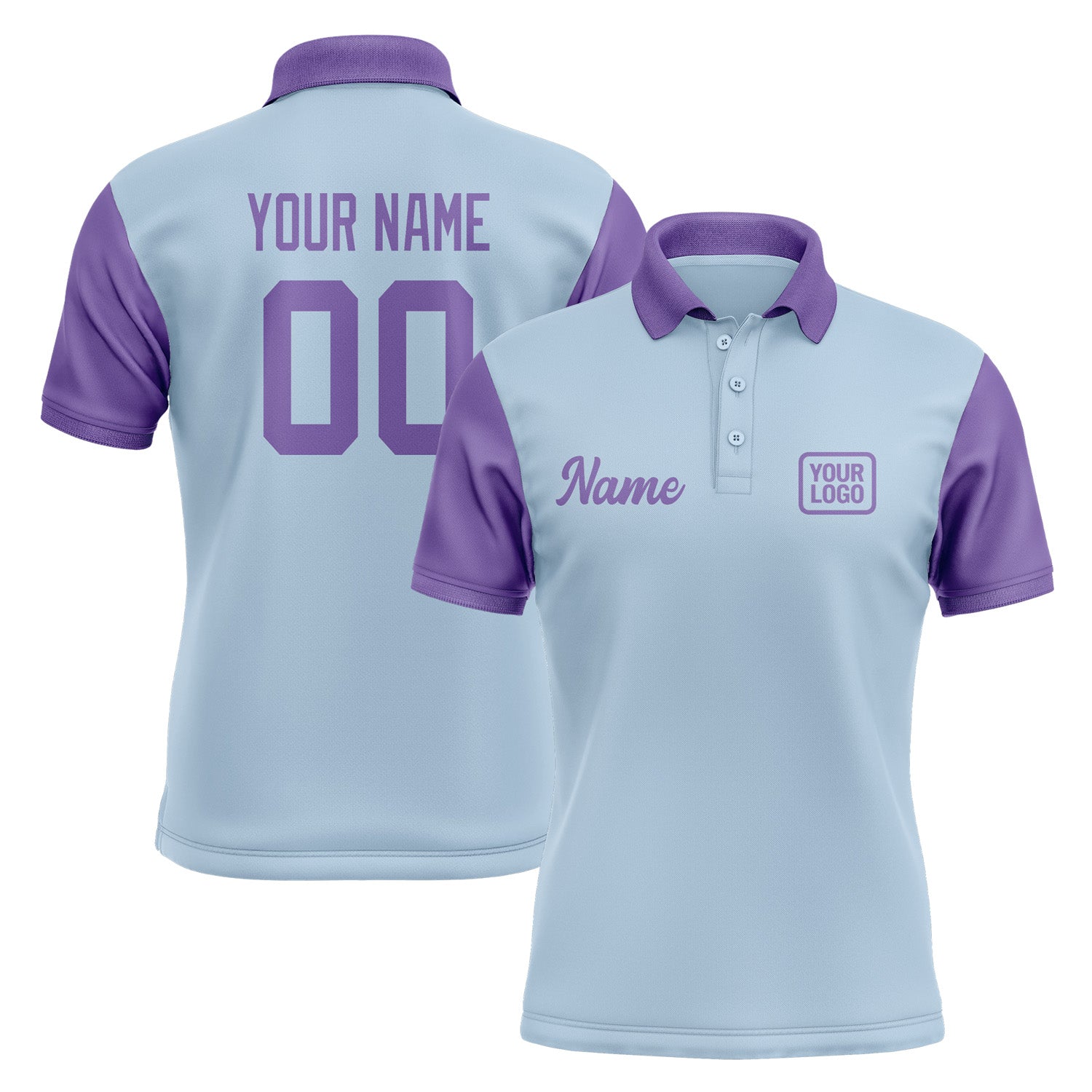 Custom Light Blue Light Purple Short-Sleeve Polo Shirt PO082323B123