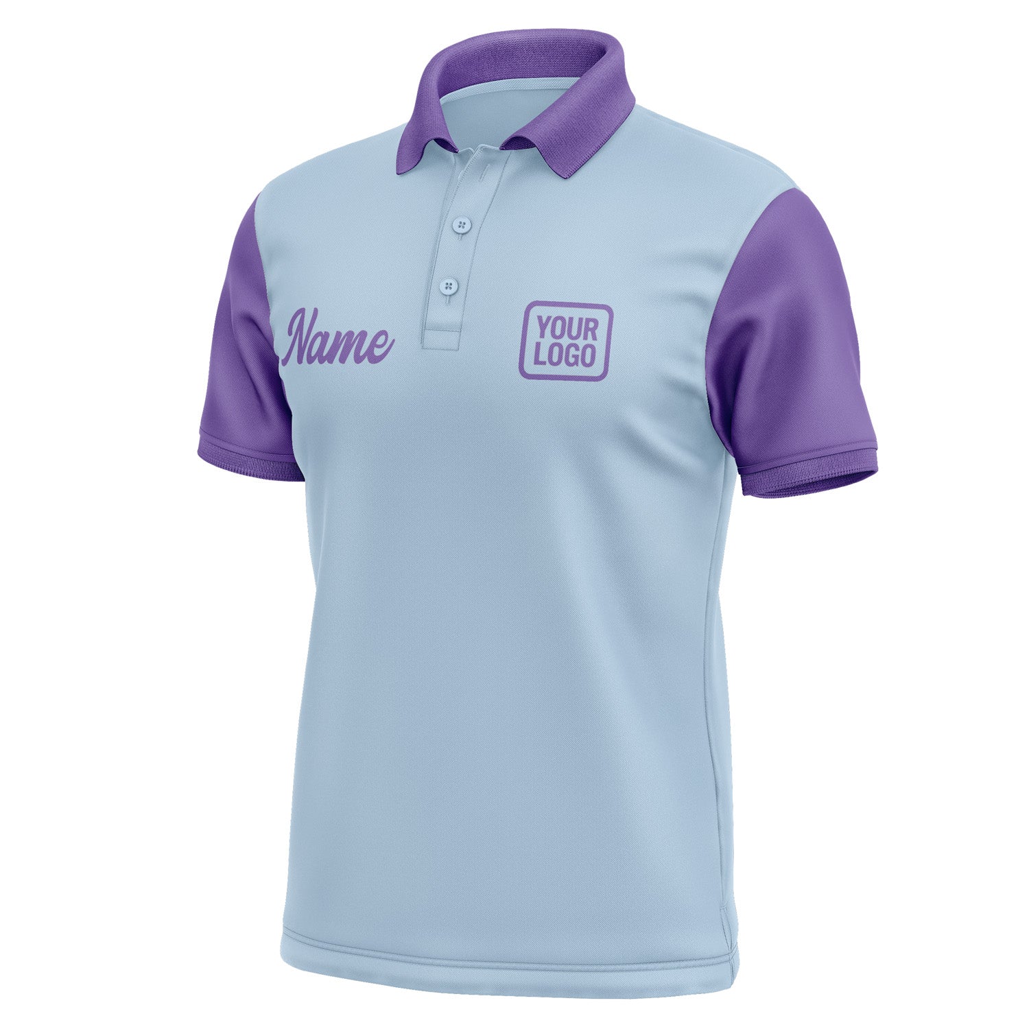 Custom Light Blue Light Purple Short-Sleeve Polo Shirt PO082323B123