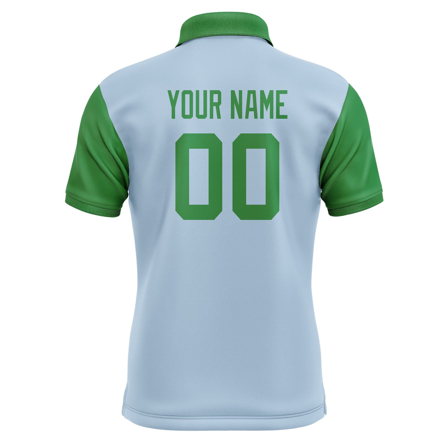 Custom Light Blue Emerald Green Short-Sleeve Polo Shirt PO082424B124