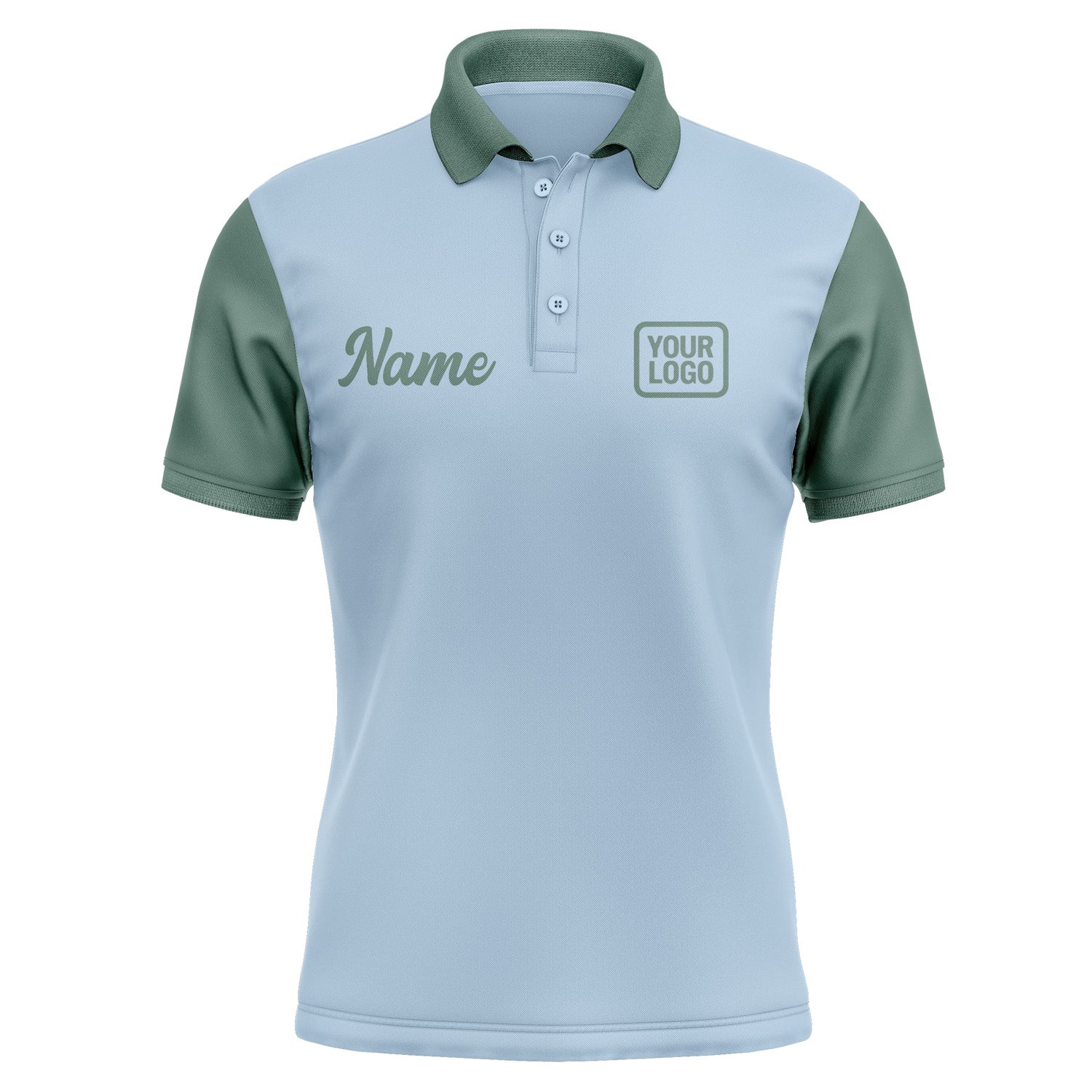 Custom Light Blue Blue Green Short-Sleeve Polo Shirt PO082727B127