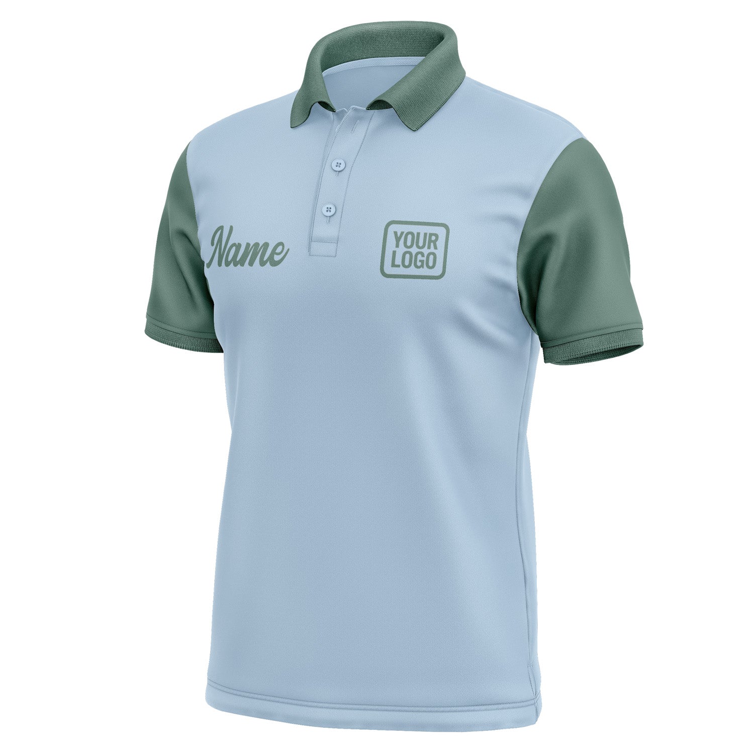 Custom Light Blue Blue Green Short-Sleeve Polo Shirt PO082727B127
