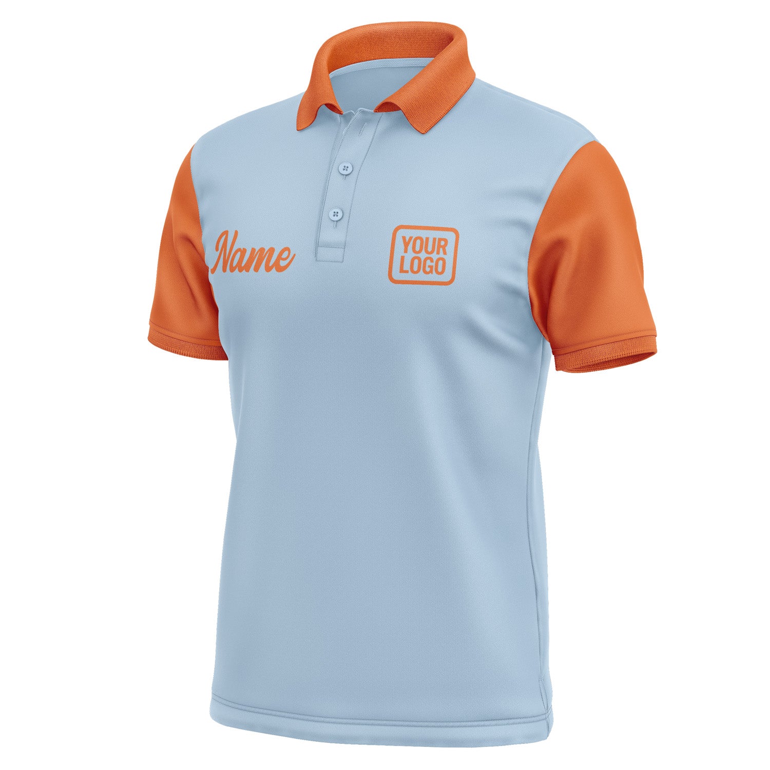 Custom Light Blue Orange Short-Sleeve Polo Shirt PO082828B128