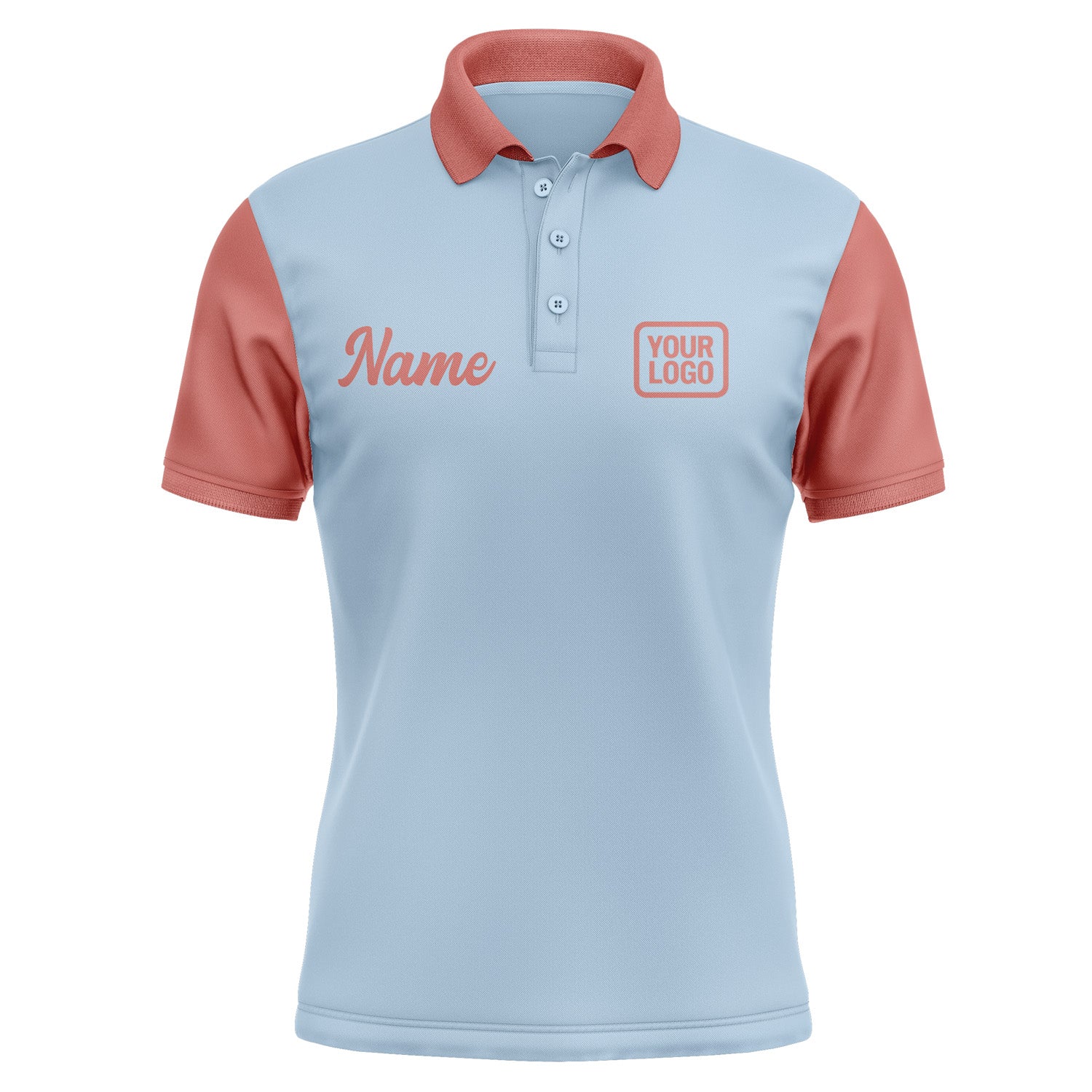 Custom Light Blue Copper Rose Short-Sleeve Polo Shirt PO082929B129
