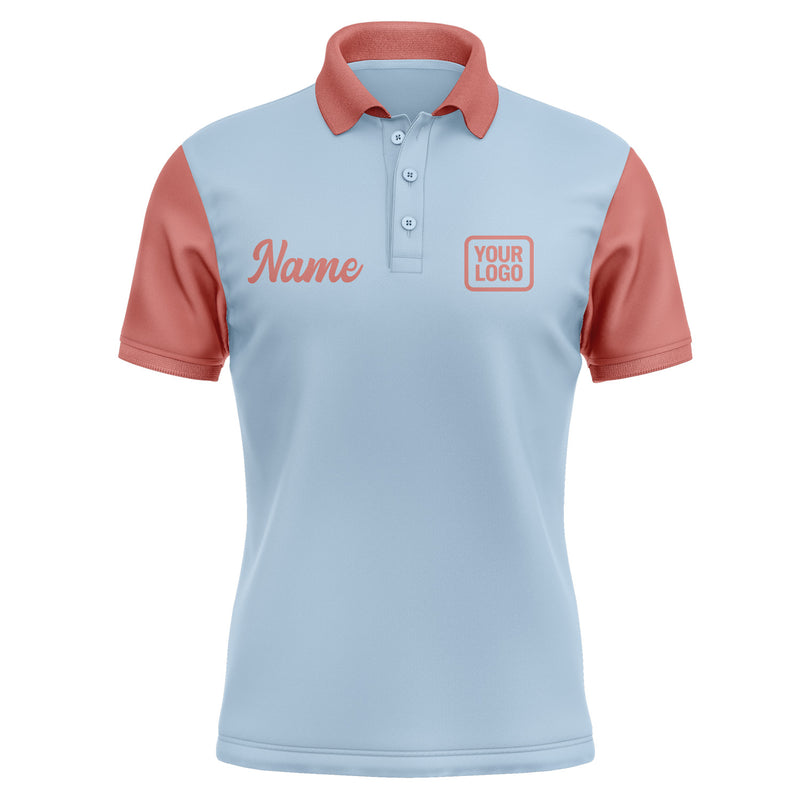 Custom Light Blue Copper Rose Short-Sleeve Polo Shirt PO082929B129