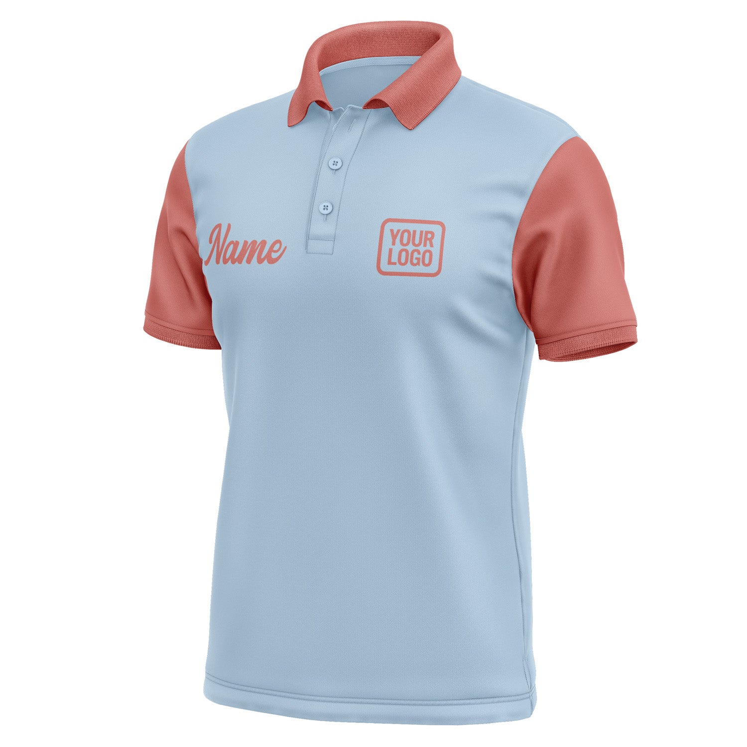 Custom Light Blue Copper Rose Short-Sleeve Polo Shirt PO082929B129