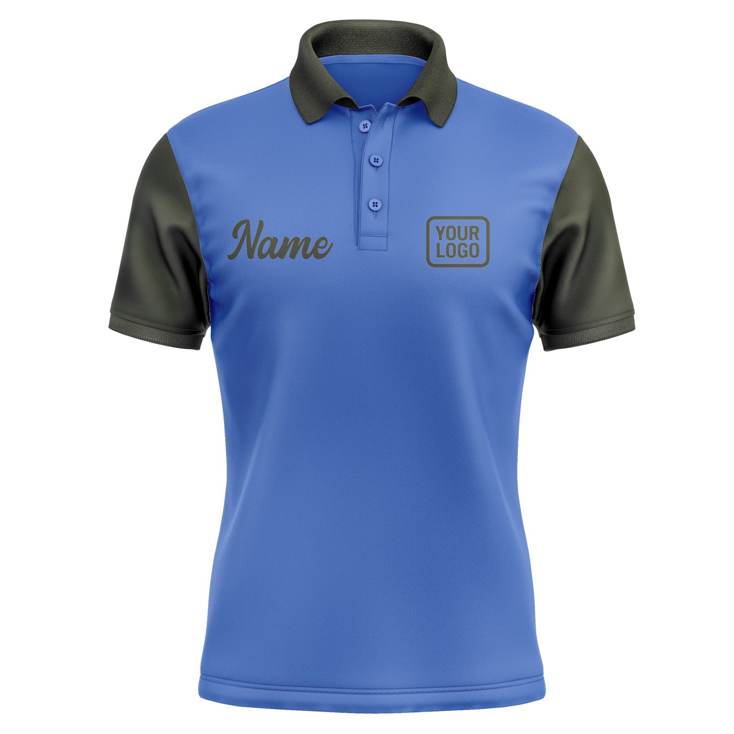 Custom Sky Blue Olive Short-Sleeve Polo Shirt PO090202B102