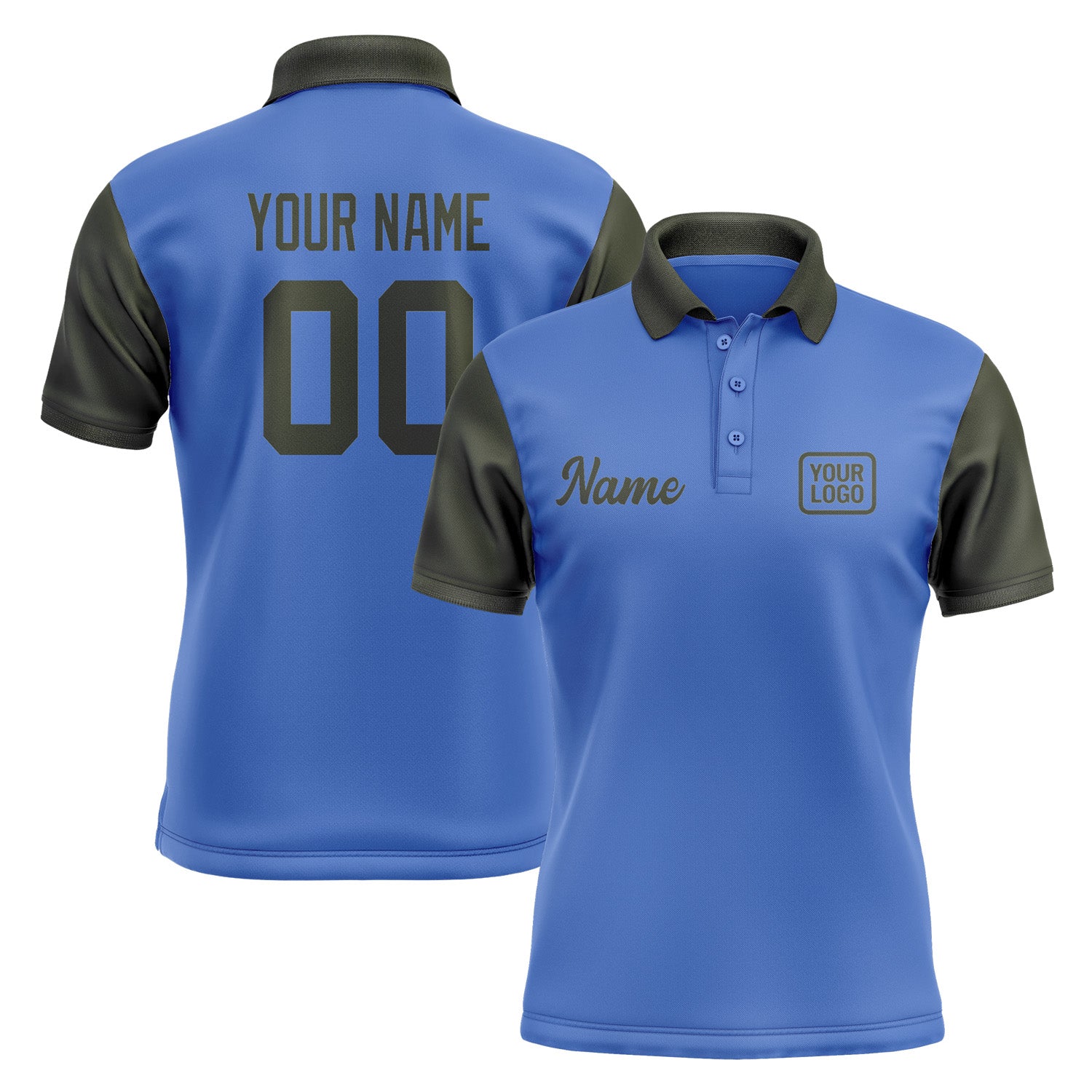 Custom Sky Blue Olive Short-Sleeve Polo Shirt PO090202B102