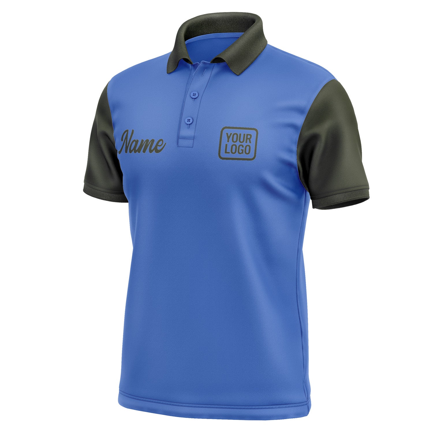 Custom Sky Blue Olive Short-Sleeve Polo Shirt PO090202B102