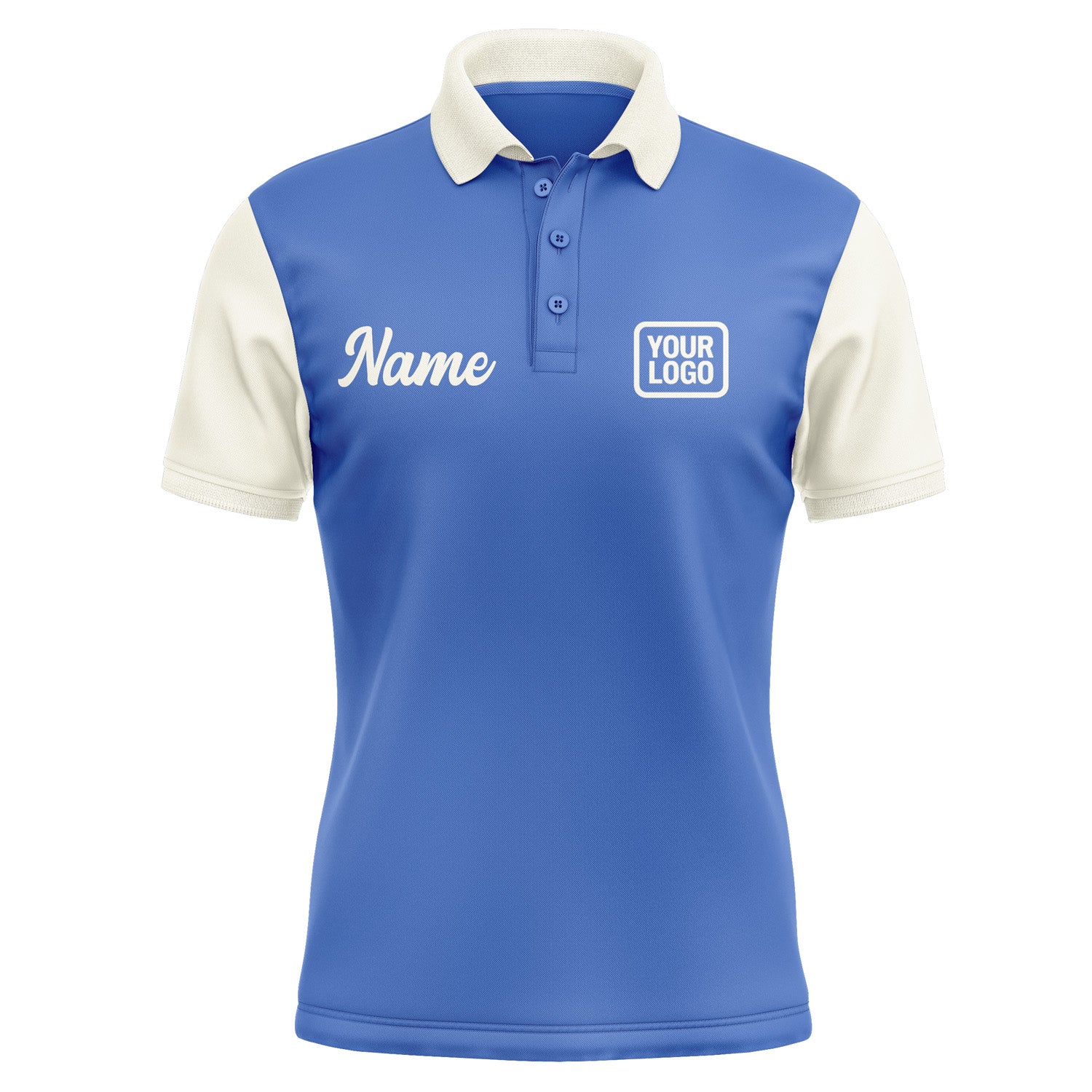 Custom Sky Blue Cream Short-Sleeve Polo Shirt PO090303B103