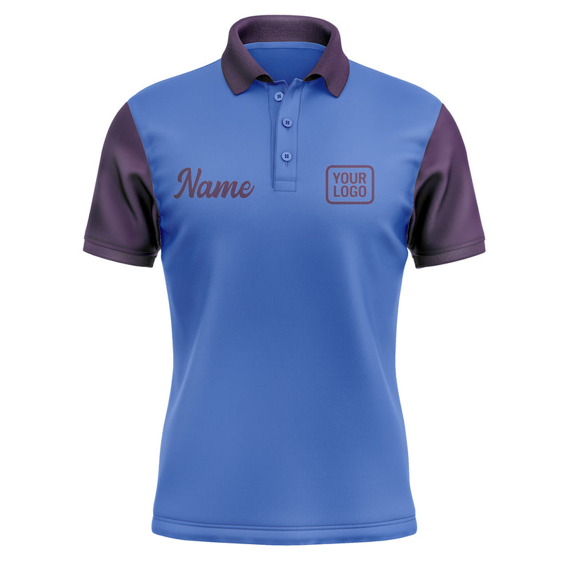 Custom Sky Blue Purple Short-Sleeve Polo Shirt PO090707B107