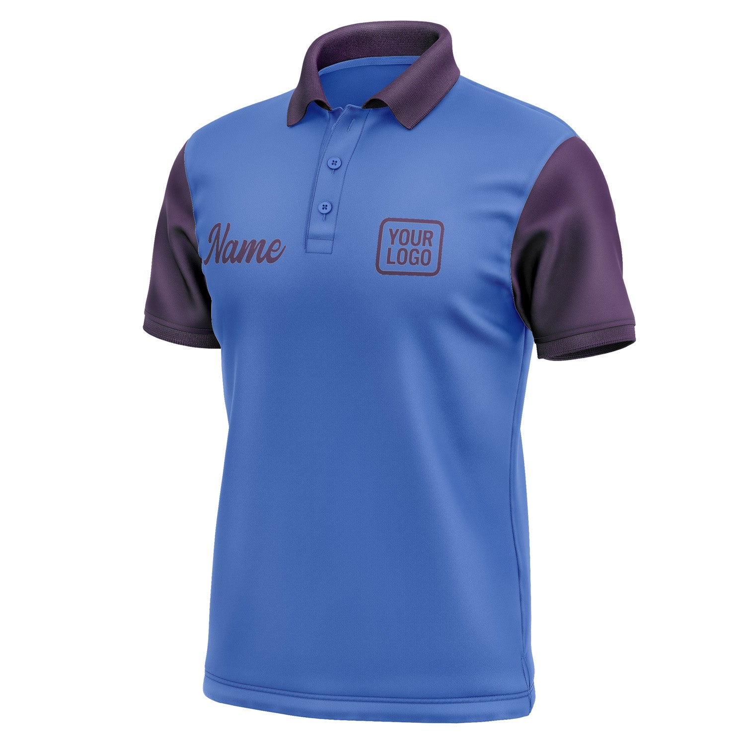 Custom Sky Blue Purple Short-Sleeve Polo Shirt PO090707B107