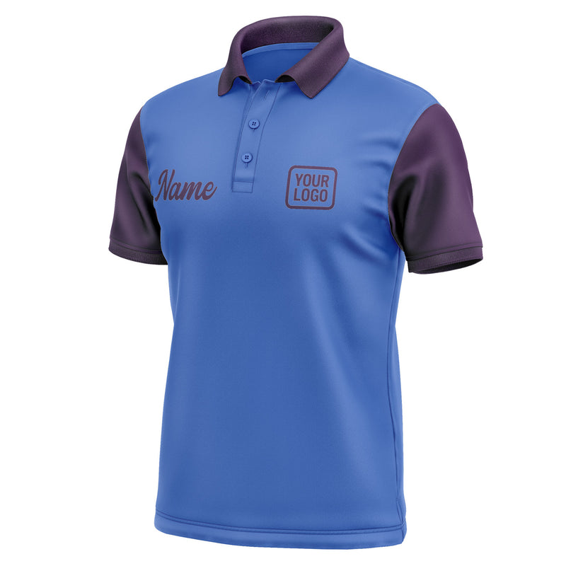Custom Sky Blue Purple Short-Sleeve Polo Shirt PO090707B107