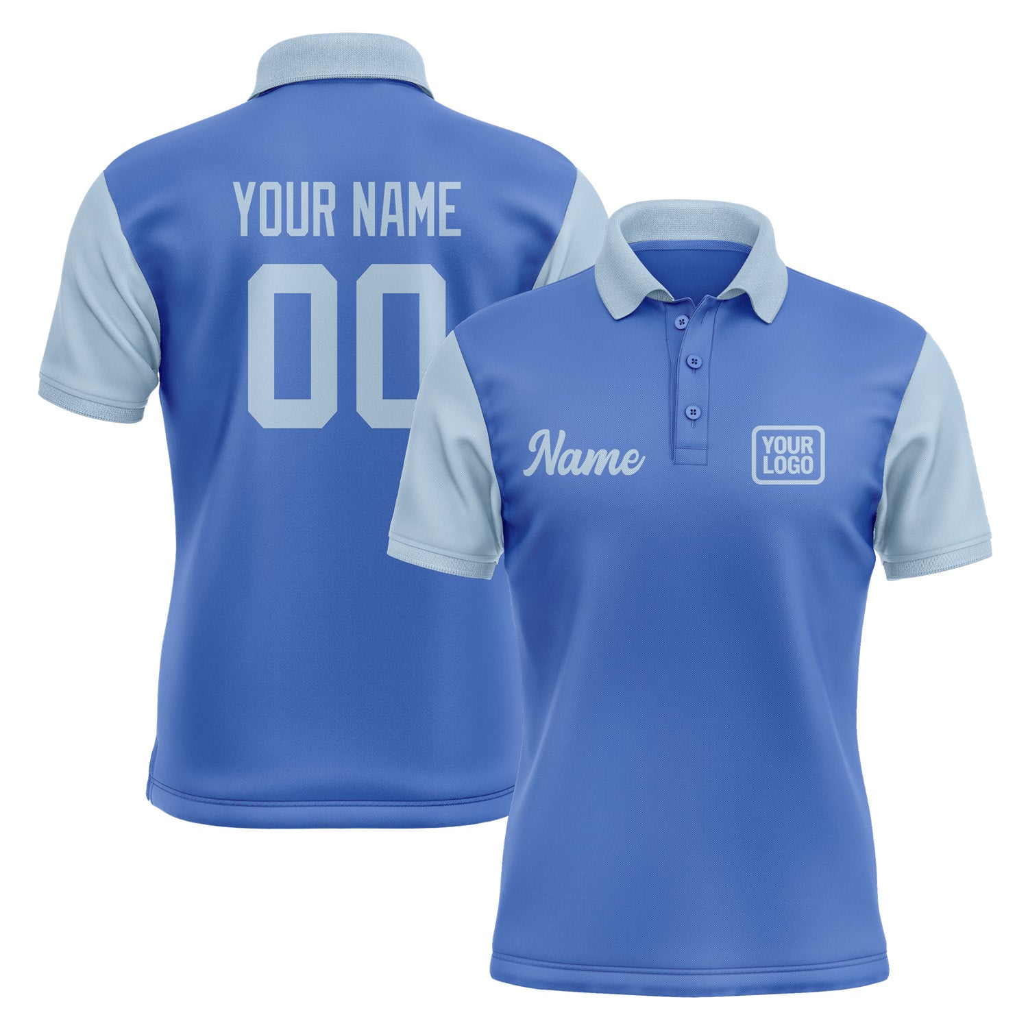 Custom Sky Blue Light Blue Short-Sleeve Polo Shirt PO090808B108