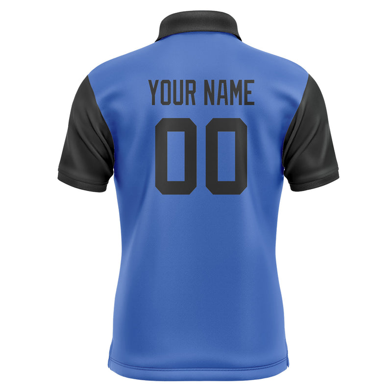 Custom Sky Blue Black Short-Sleeve Polo Shirt PO091717B117
