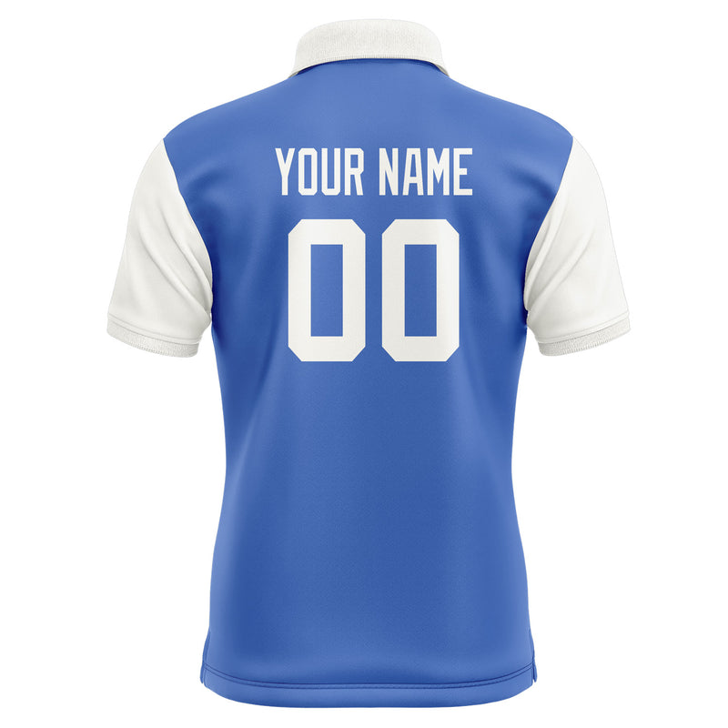 Custom Sky Blue White Short-Sleeve Polo Shirt PO091818B118