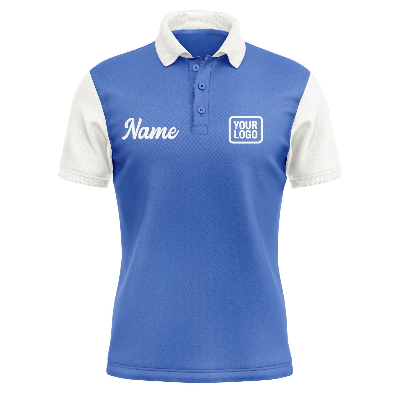Custom Sky Blue White Short-Sleeve Polo Shirt PO091818B118