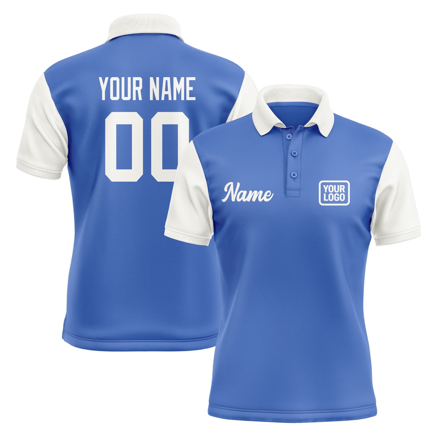 Custom Sky Blue White Short-Sleeve Polo Shirt PO091818B118