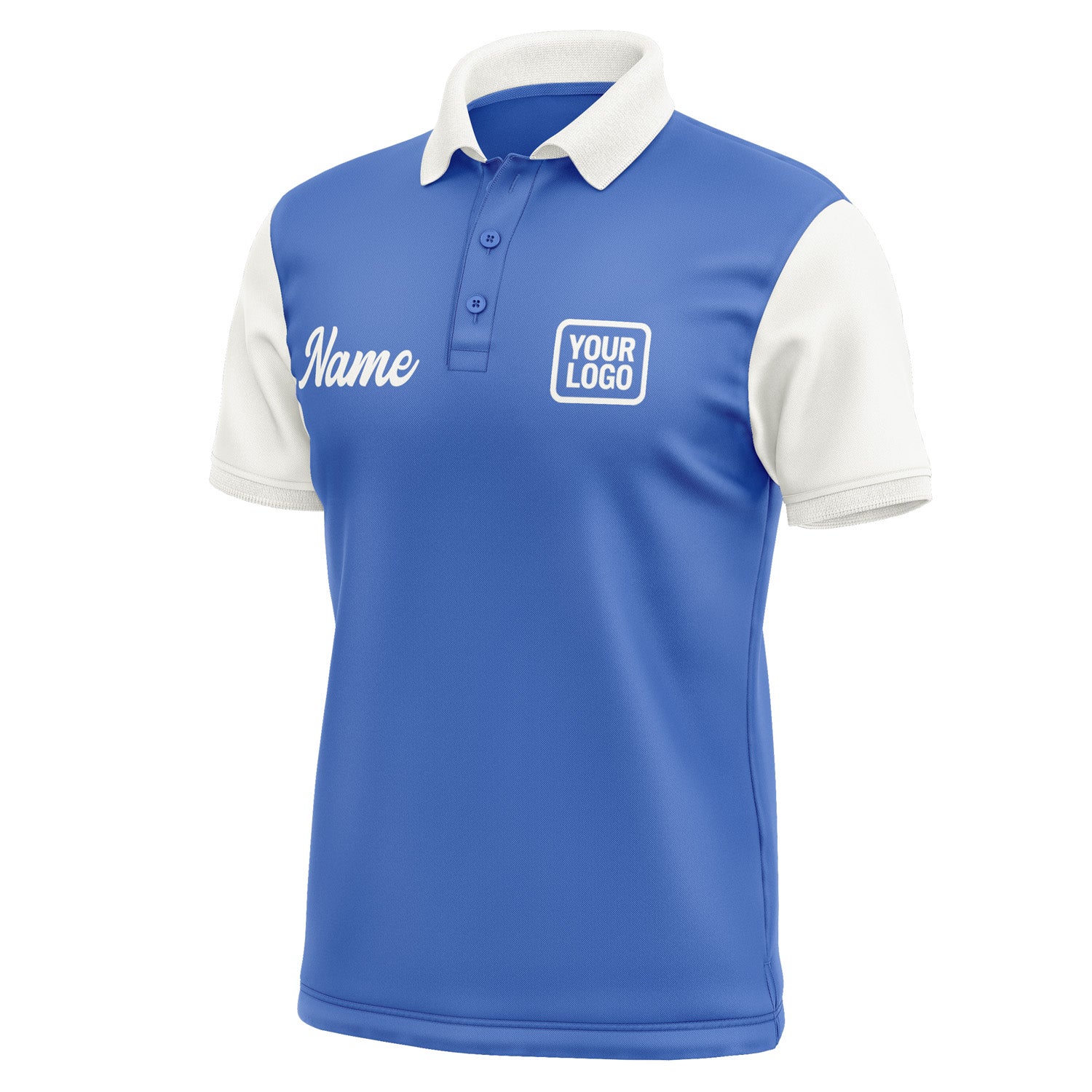 Custom Sky Blue White Short-Sleeve Polo Shirt PO091818B118