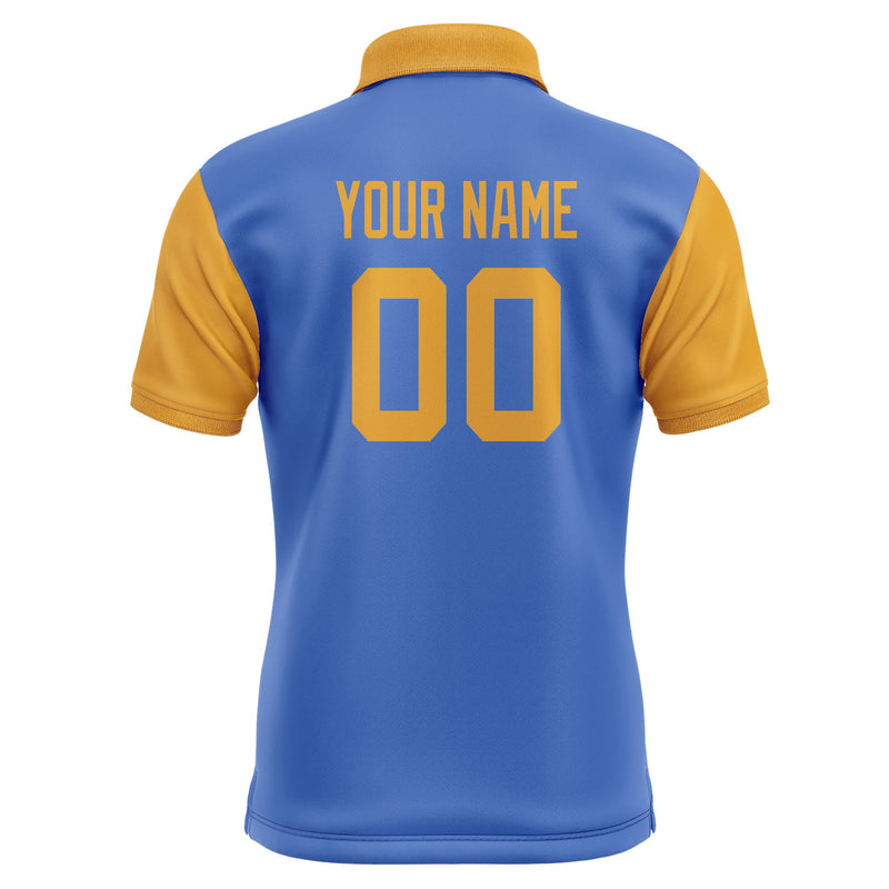 Custom Sky Blue Yellow Short-Sleeve Polo Shirt PO091919B119