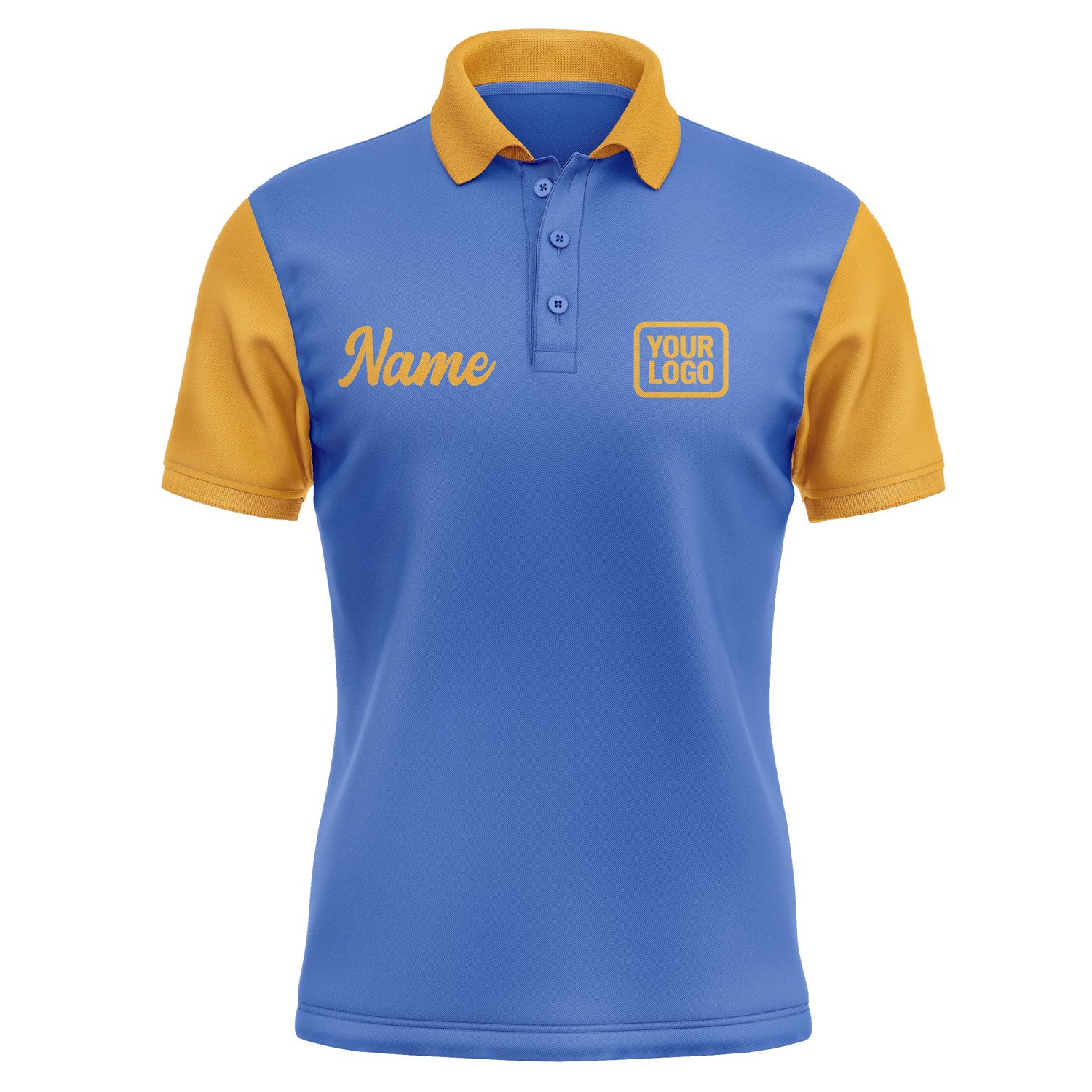 Custom Sky Blue Yellow Short-Sleeve Polo Shirt PO091919B119