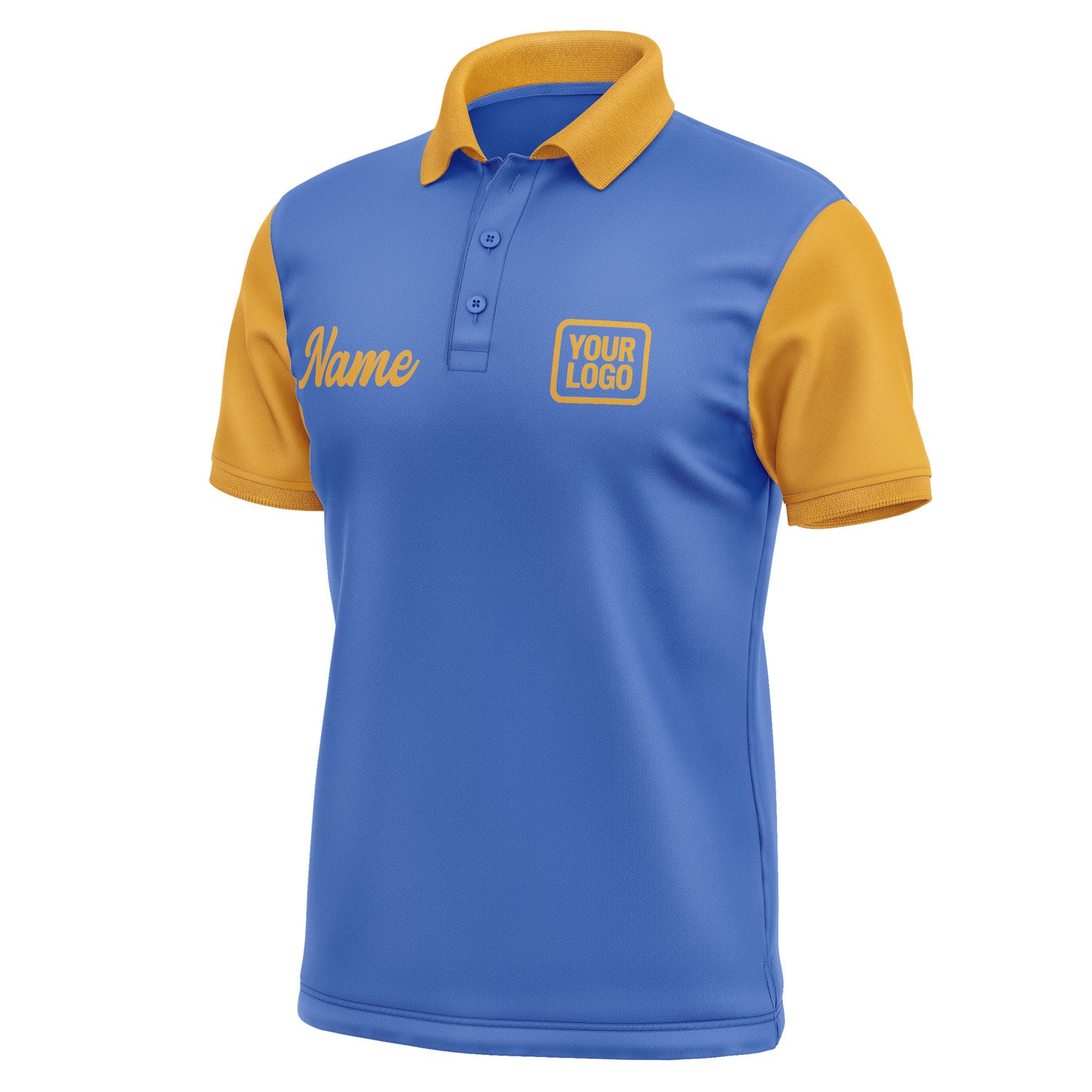 Custom Sky Blue Yellow Short-Sleeve Polo Shirt PO091919B119