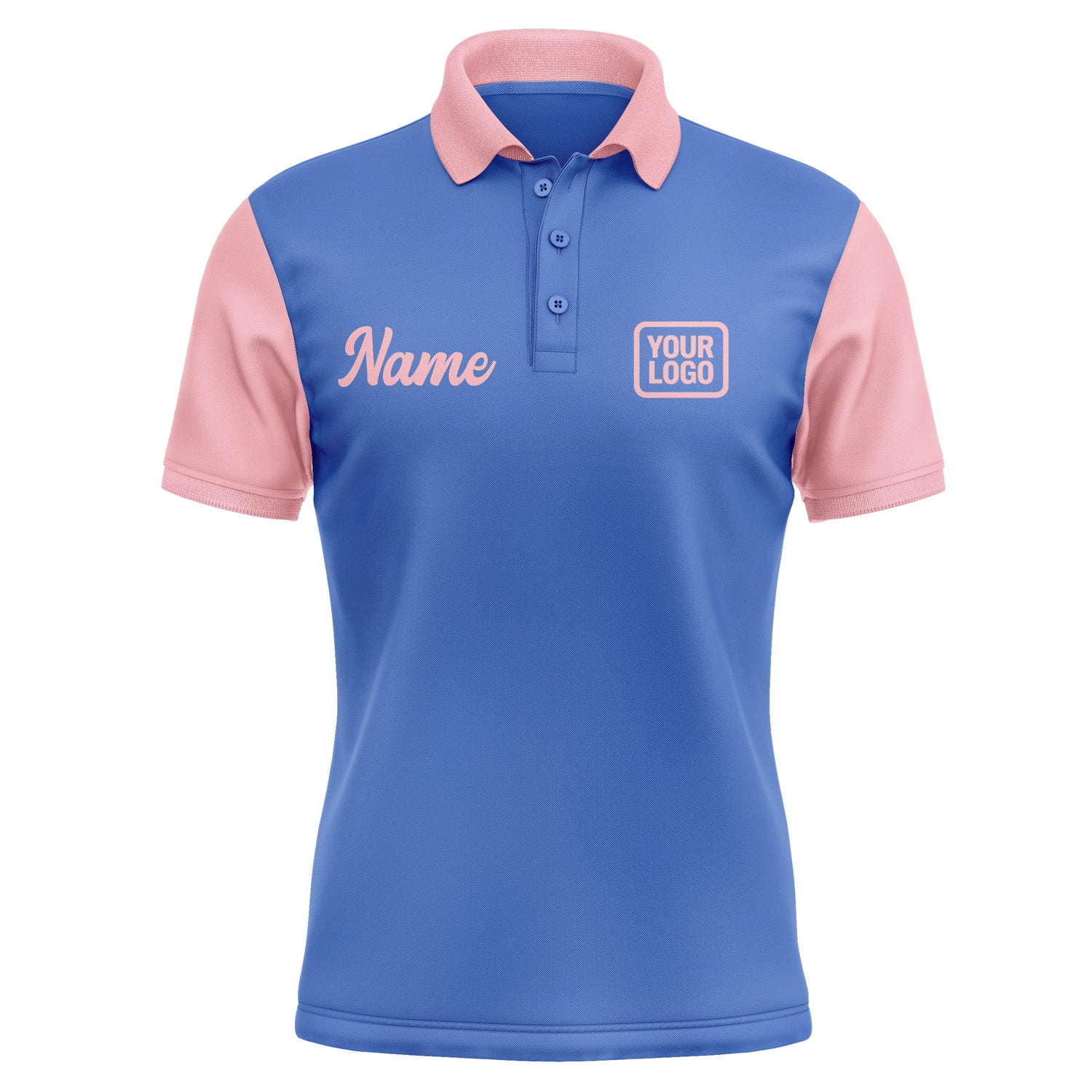 Custom Sky Blue Light Pink Short-Sleeve Polo Shirt PO092121B121