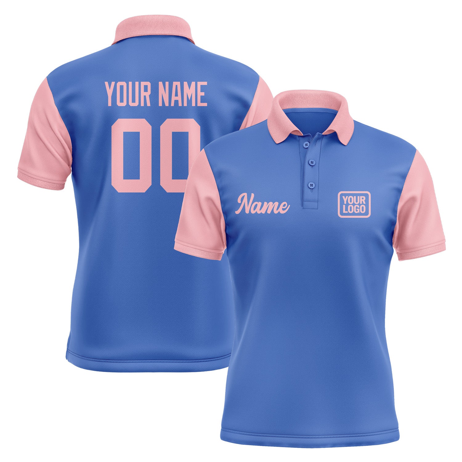Custom Sky Blue Light Pink Short-Sleeve Polo Shirt PO092121B121