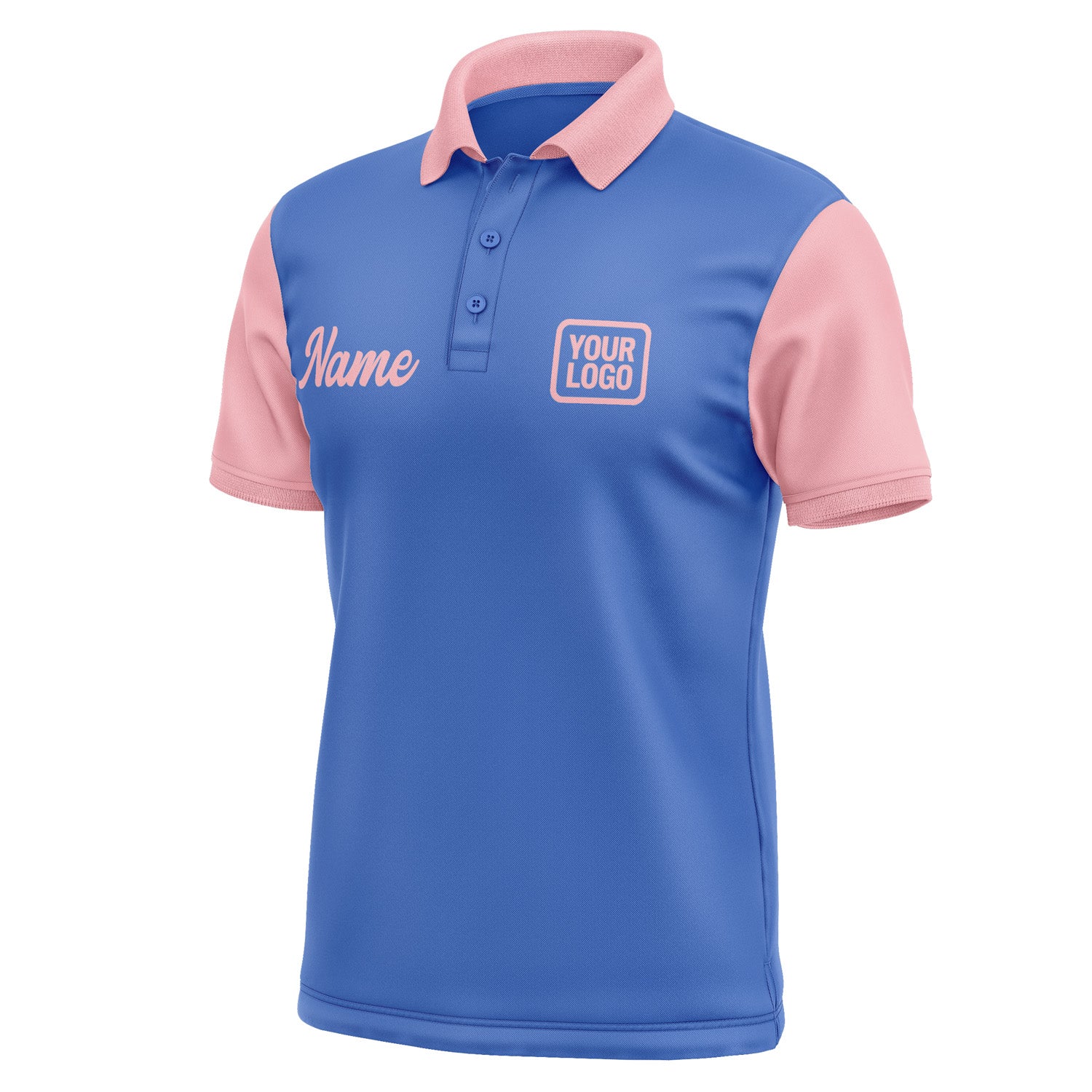 Custom Sky Blue Light Pink Short-Sleeve Polo Shirt PO092121B121